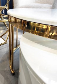 Masuta de cafea Colmar alb/gold si marmura – H42 cm