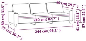 Canapea cu 3 locuri, gri taupe, 210 cm, tesatura microfibra Gri taupe, 244 x 77 x 80 cm