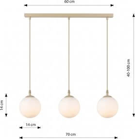 Candelabru pe cablu COSMO 3xE14/10W/230V bej/alb