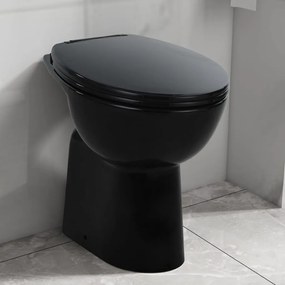 Vas WC fara rama inchidere silentioasa, + 7 cm, negru, ceramica Negru