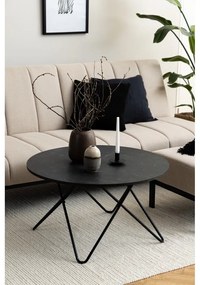 Măsuță de cafea neagră rotundă cu blat cu aspect de marmură ø 80 cm Wyre – Actona