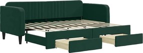 vidaXL Pat de zi cu extensie și sertare verde închis 80x200 cm catifea