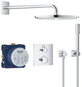 Sistem dus incastrat cu termostat Grohe Grohtherm Cosmopolitan 310, baterie patrata