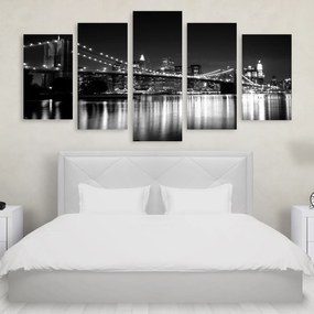 Tablou Multicanvas 5 Piese Brooklyn Bridge 250x120 cm