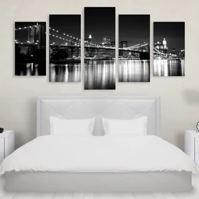 Tablou Multicanvas 5 Piese Brooklyn Bridge 250x120 cm