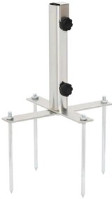 vidaXL Suport de umbrelă cu țăruși de sol, argintiu, Ø32-38 mm, oțel