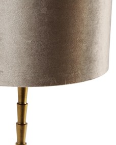 Lampă de masă bronz cu abajur de catifea gri-maroniu 35cm - Pisos