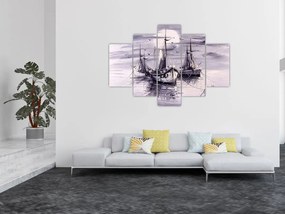 Tablou - Port marin, pictură în ulei (150x105 cm)