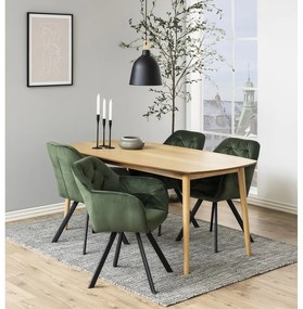 Scaun de sufragerie verde cu cotiere tapițat Lola – Actona