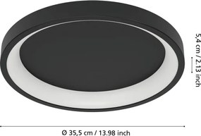 Eglo 901909 - LORETELLO‑Z Plafonieră LED RGBW dimabilă, 19,6 W, 230 V, Ø 35 cm, negru