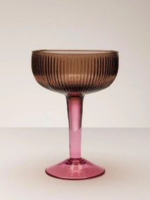 Pahar de cocktail, roz, din sticla, cu picior, H13 cm, Bicolor