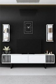 Măsuță TV cu rafturi Chrome White and Black