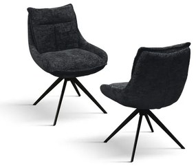 PAZZO DESIGN Set de 2 scaune Biagio Negru cu tapițerie din material textil și picioare metalice | Aosom Romania