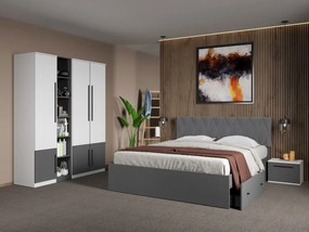 Set mobila dormitor 4 piese Alb/Gri antracit Storm C04