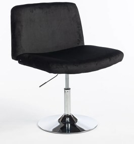 HR150N Scaun Neagră din Catifea cu Bază Cromata