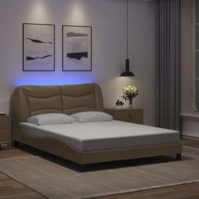 3213924 vidaXL Cadru de pat cu LED, cappuccino, 120x200 cm, piele ecologică