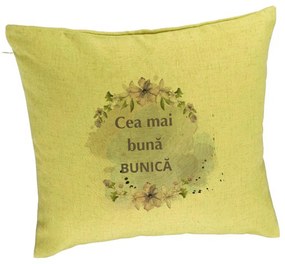Perna Decorativa pentru Bunica 1, 40x40 cm, Verde, Husa Detasabila, Burduf