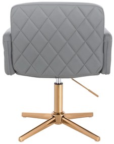 HR802CROSS Scaun Gri din Piele Ecologica cu Bază Aurie