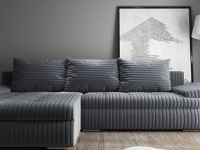 Colțar extensibil dumonde cu ladă de depozitare si sezut confortabil din spuma high-density, Leonardo Ambience Gri 260x185 cm