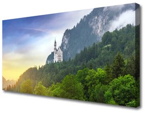 Tablou pe panza canvas Munții Peisaj Forestier Verde Gri