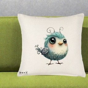 Perna Decorativa Pui Teal cu Aripioare Ornamentale, 40x40 cm, Crem Reliefat, Husa Detasabila, Perna Inclusa, BEKZ®