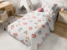 Lenjerie de pat pentru patut din bumbac Renforce ALFABET albă Dimensiune lenjerie de pat: 45 x 65 cm | 90 x 140 cm