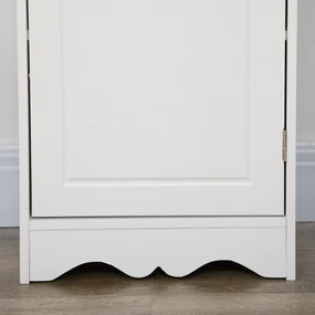 Mobila Coloana HOMCOM pentru Baie, Lemn cu Decor Sculptura Floare Alba 40x23x160cm | Aosom Romania