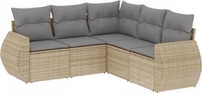vidaXL Set canapele de grădină cu perne, 5 piese, bej, poliratan