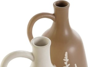 Set 2 vaze ceramice în formă de ulcior cu motive botanice, 15×14×30 cm, „Hierba"