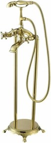 Baterie cada - dus freestanding Inter Ceramic retro auriu lucios cu set de dus