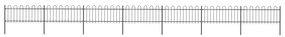 Gard de gradina cu varf curbat, negru, 11,9 x 0,8 m, otel 1, 0.8 m, 11.9 m