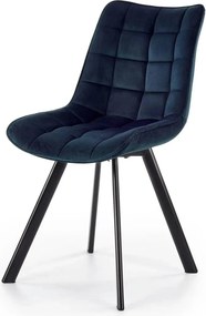 Scaun K332, albastru inchis/negru, stofa catifelata/metal, 46X61X84 CM