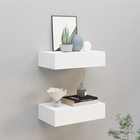 vidaXL Dulap de perete cu sertare, 2 buc., alb, 40x23,5x10 cm, MDF