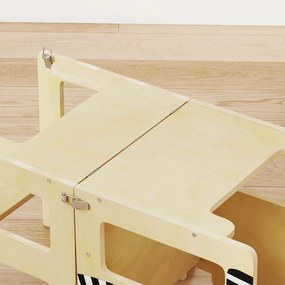 AIYAPLAY Turn Montessori pentru Copii 2-5 Ani cu Tablă și Măsuță, din Lemn, 57x39x93 cm, culoare Lemn | Aosom Romania