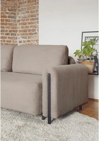 Canapea maro deschis extensibilă/cu spațiu de depozitare cu tapițerie din catifea reiată 244 cm Arcadova – ELTAP