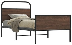 vidaXL Cadru pat fără saltea stejar maro,107x203 cm, lemn prelucrat