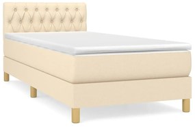 3140838 vidaXL Pat box spring cu saltea, crem, 100x200 cm, textil