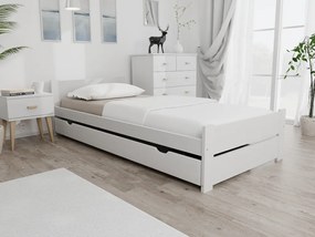 Pat dublu Culoare alb, IKAROS DOUBLE 90 x 200 cm Saltele: Cu saltele Somnia 17 cm, Lamele de pat: Fără lamele