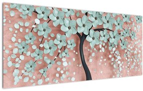 Tablou - Flori albastre în pastel (120x50 cm)