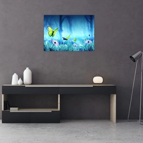 Tablou pe sticlă - Poiană mistică de pădure (70x50 cm)