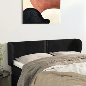 vidaXL Tăblie de pat cu aripioare negru 147x23x78/88 cm catifea