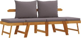 vidaXL Bancă de grădină cu perne 2 în 1, lemn masiv de acacia
