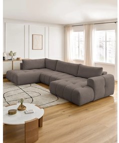 Colțar taupe extensibil/cu spațiu de depozitare (cu colț pe partea stângă/în formă de "U") Fuji – Bobochic Paris