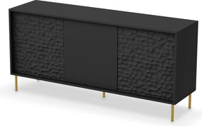 Comoda BULLET, negru/auriu, PAL laminat, 155x41x73 cm
