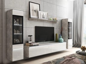 Mobilier living Selwyn II (beton + Alb lucios ) (iluminat LED Alb). 1054050