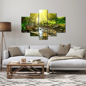 Tablou cu râul în pădurea verde (150x105 cm)