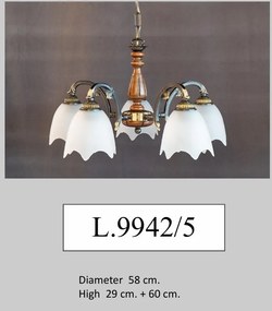 Lustra rustica suspendata cu 5 brate design italian 9942