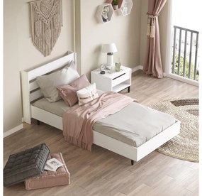 Pat de o persoană 100 cm Nimelo 6 (alb) (cu somieră). 1094843