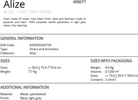 Scaun dining design elegant Alize gri