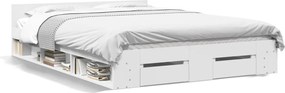 vidaXL Cadru pat cu sertare alb extralucios 140x190 cm, lemn prelucrat